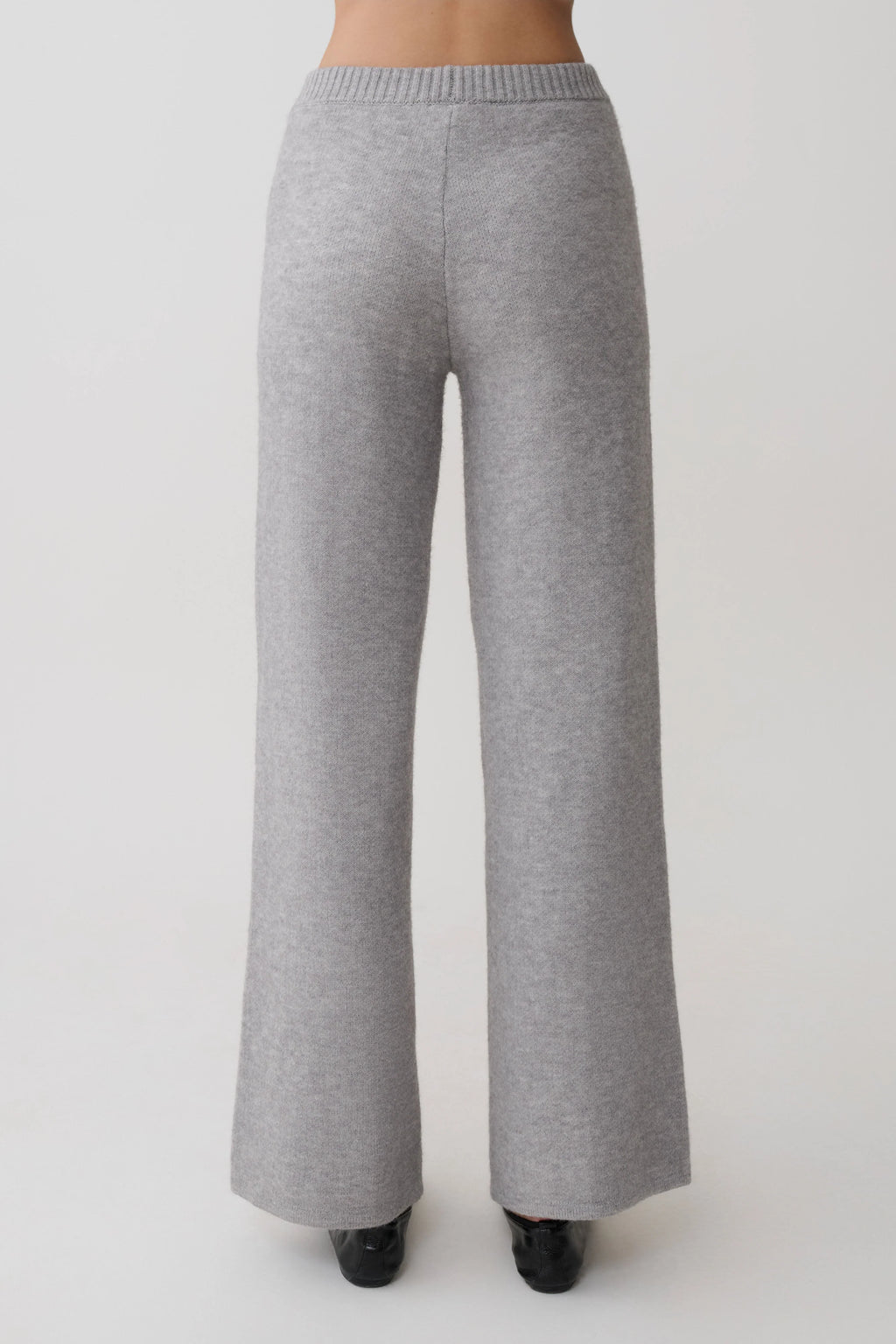 Evan Knit Wide Leg Pants - Grey Marle