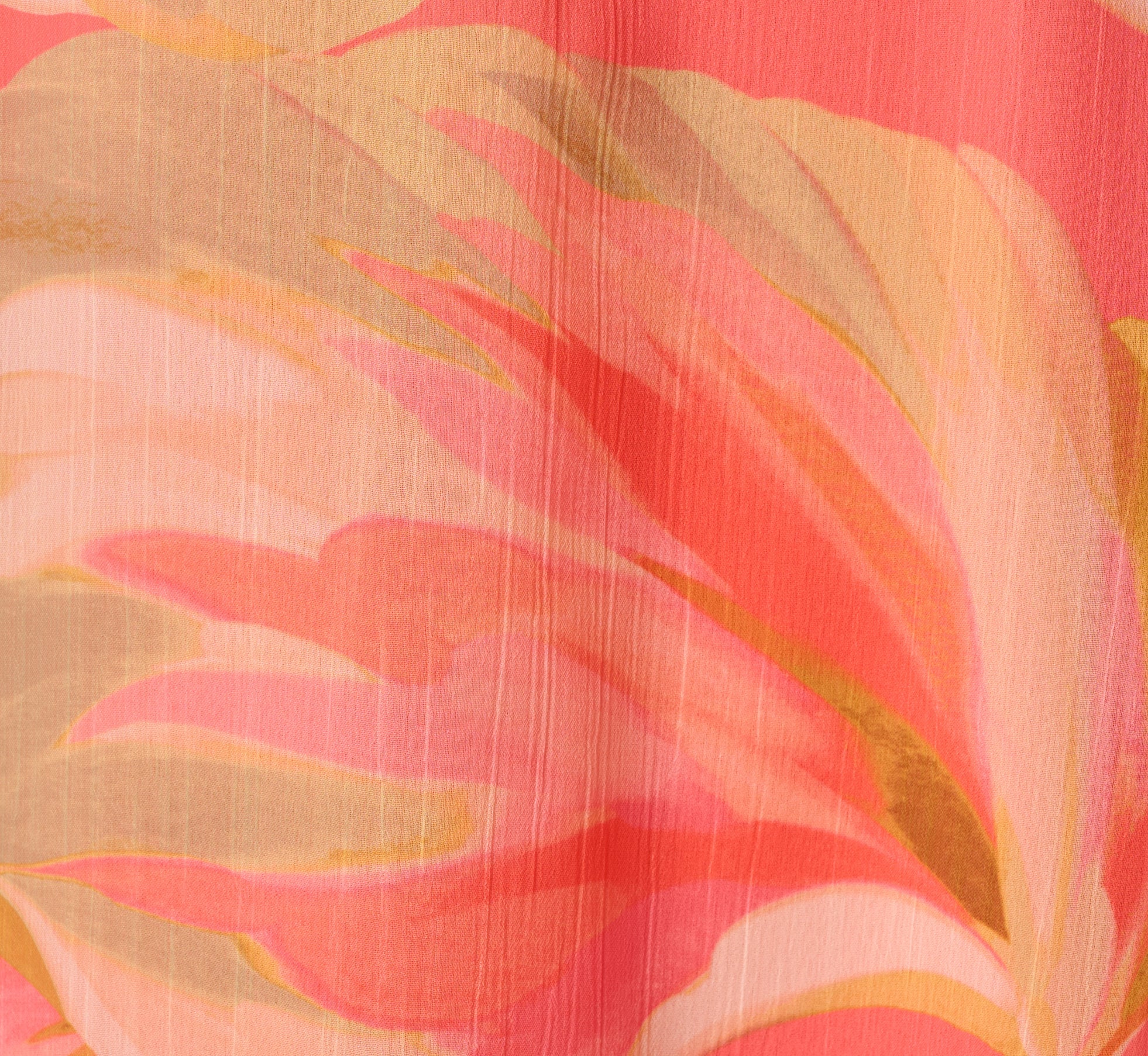 Draped Petal Floral Short Trapeze Dress In Coral Multi