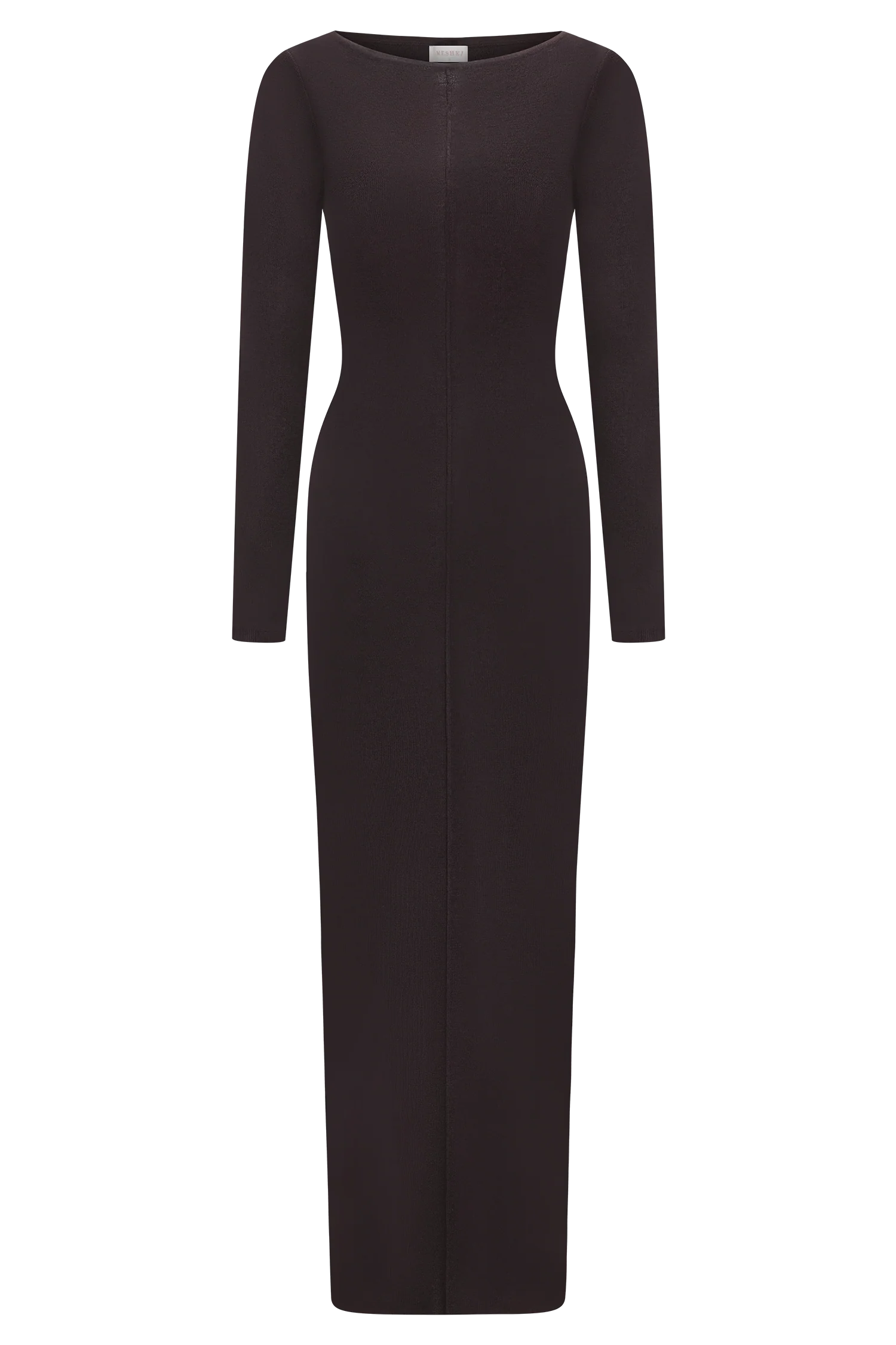 Cleona Merino Wool Ribbed Long Sleeve Maxi Dress - Deep Chocolate