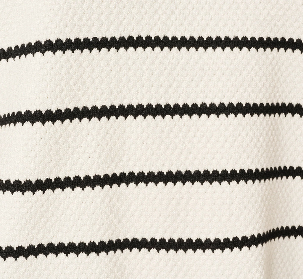 Short Sleeve Drop Shoulder Twofer Sweater In Ivory Black W  Ivory