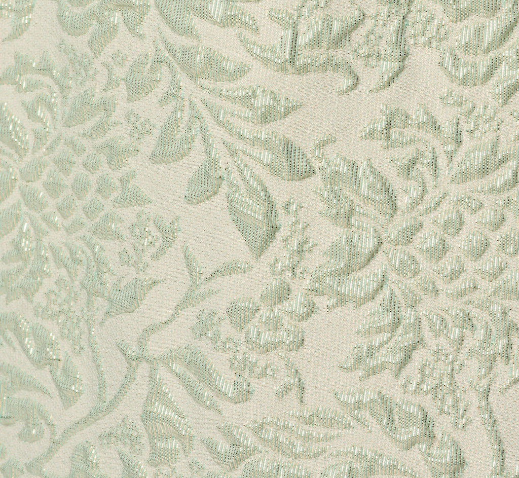 Strapless Metallic Jacquard Column Gown In Mint Glaze