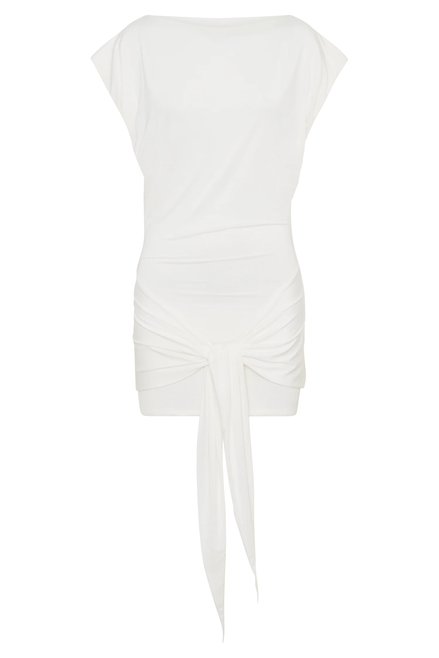Maiara Shortsleeve Slinky Tie Mini Dress - White