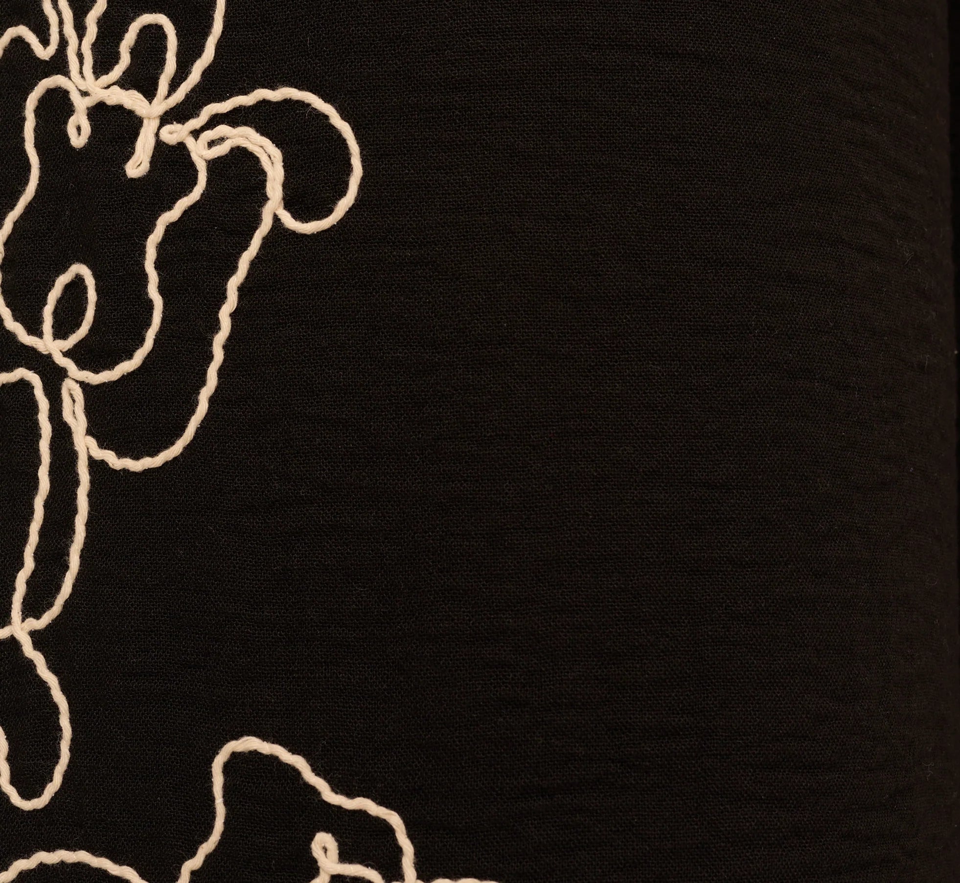 Wide Leg Floral Embroidered Pant In Black Cream