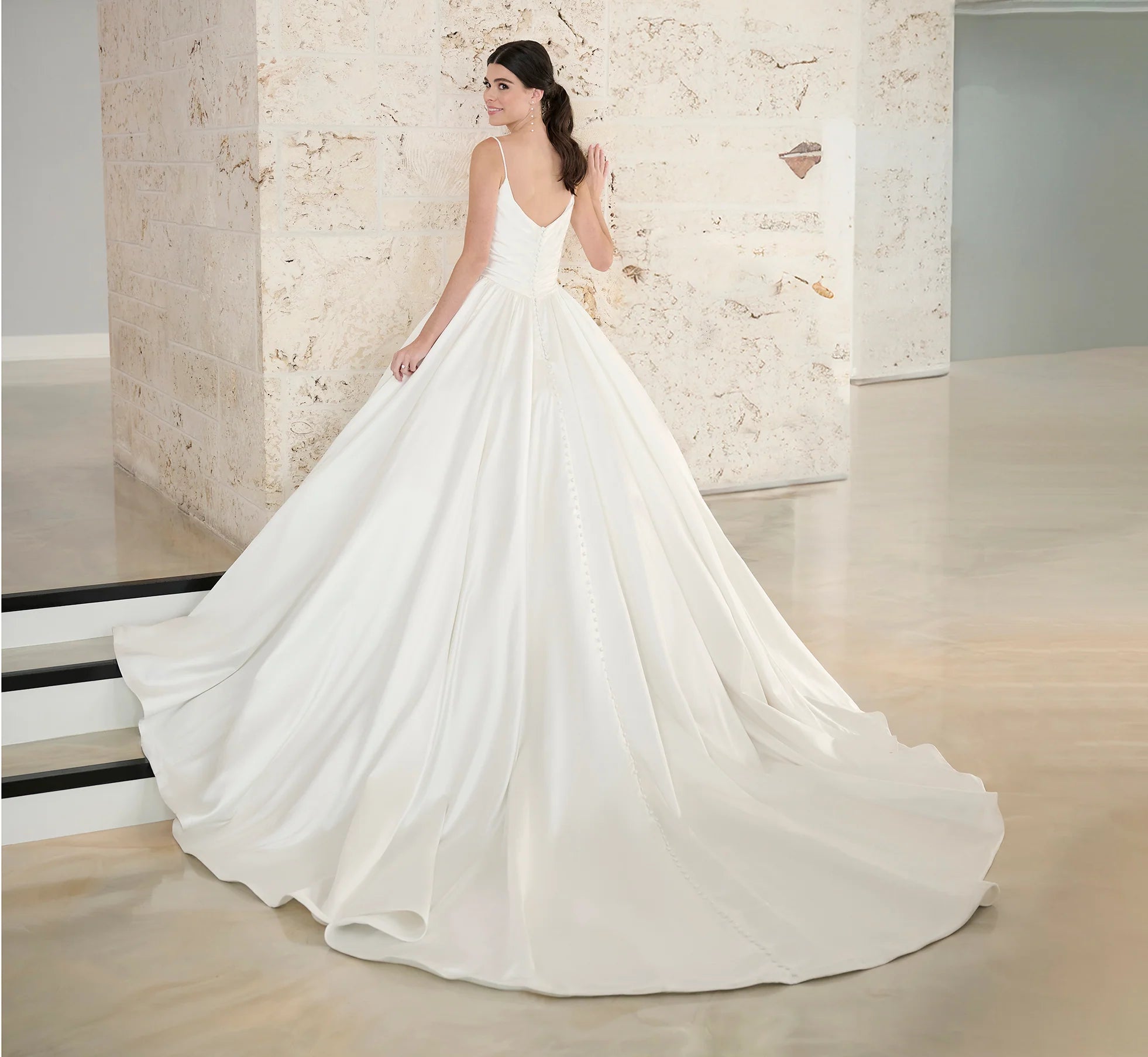 Satin Ball Gown In Ivory