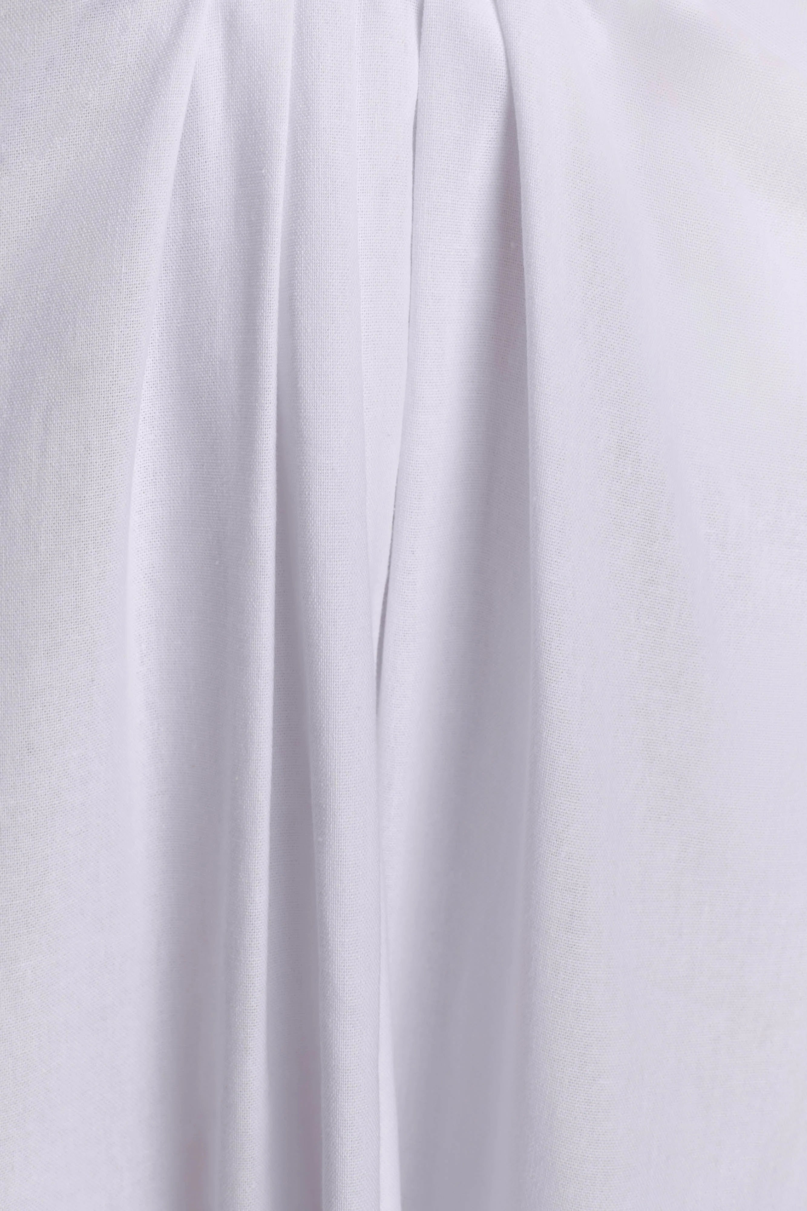 Talia Draped Linen Midi Skirt - White
