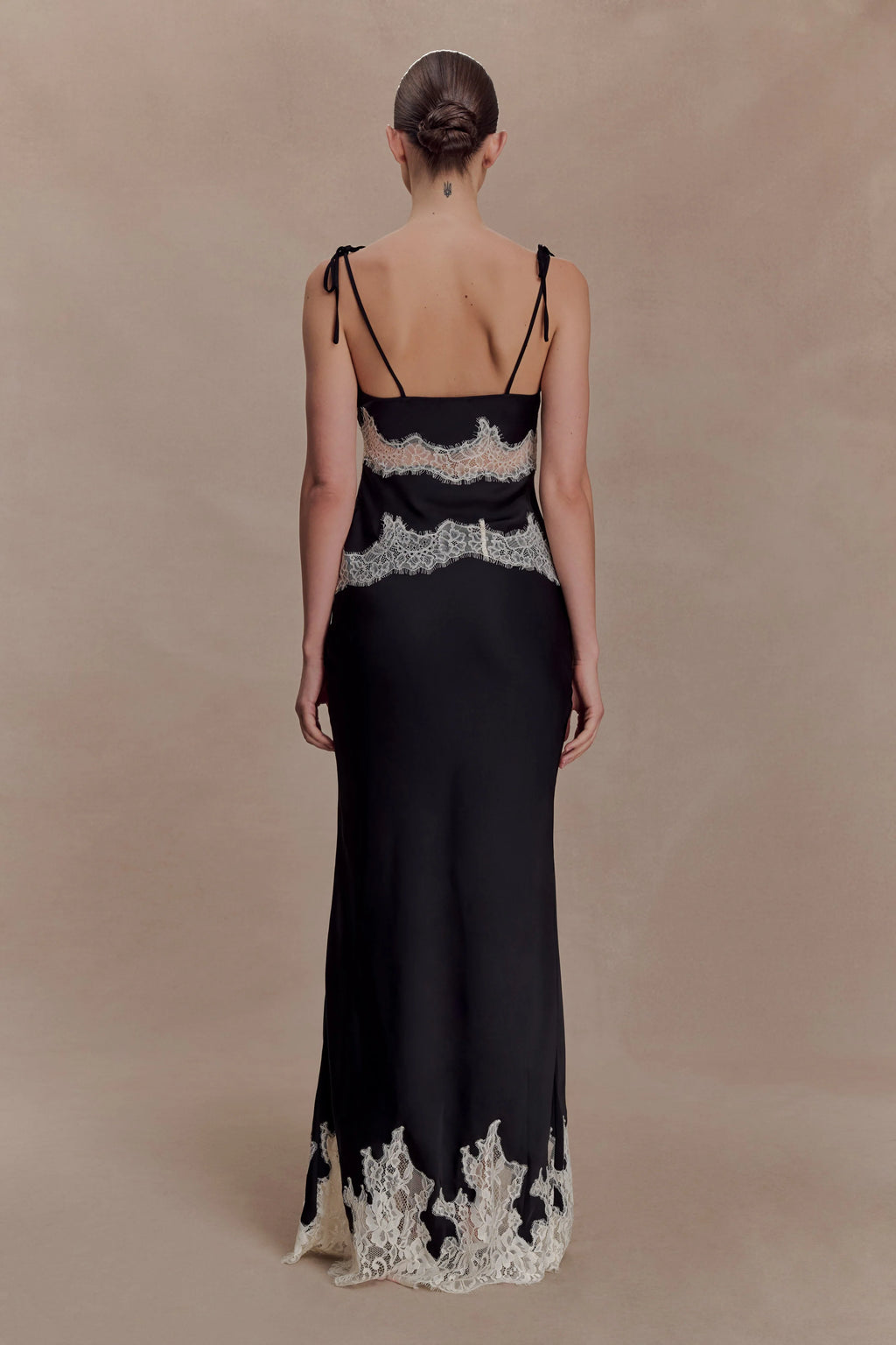 Nina Satin And Lace Camisole - Black/Ivory