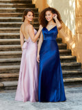 Low Back Satin Fit-and-Flare Dress