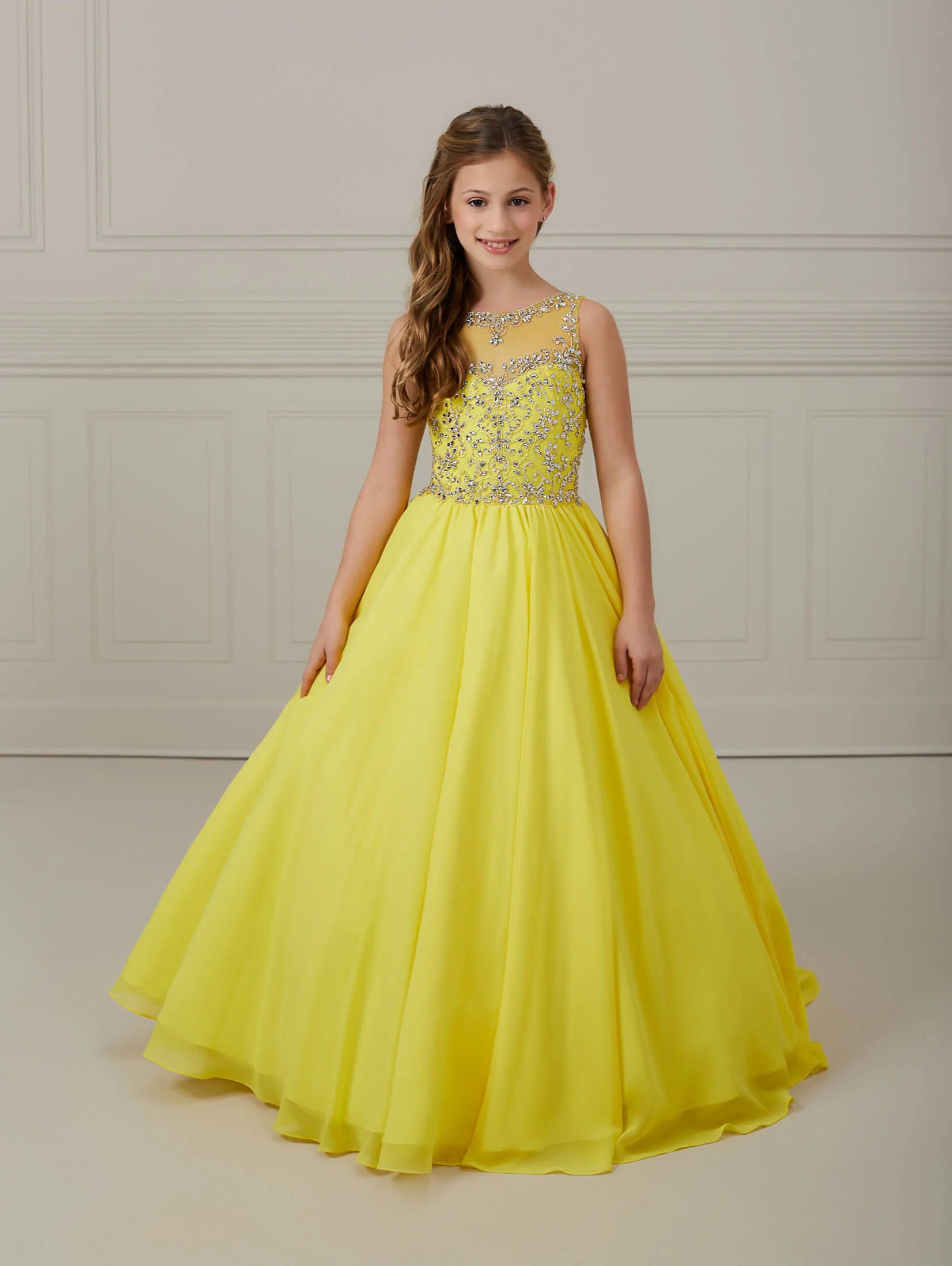 Sleeveless Chiffon Hand-Beaded A-Line Gown