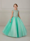 Glitter Floral Tulle Scoop Neck Gown