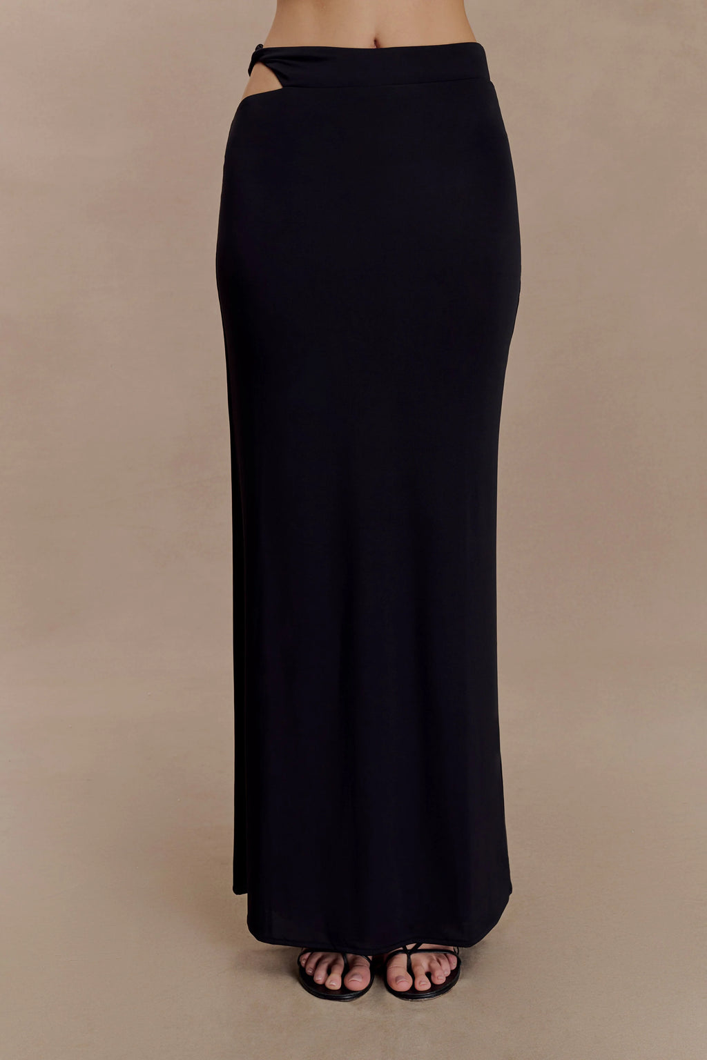 Haven Slinky Twist Midi Skirt - Black