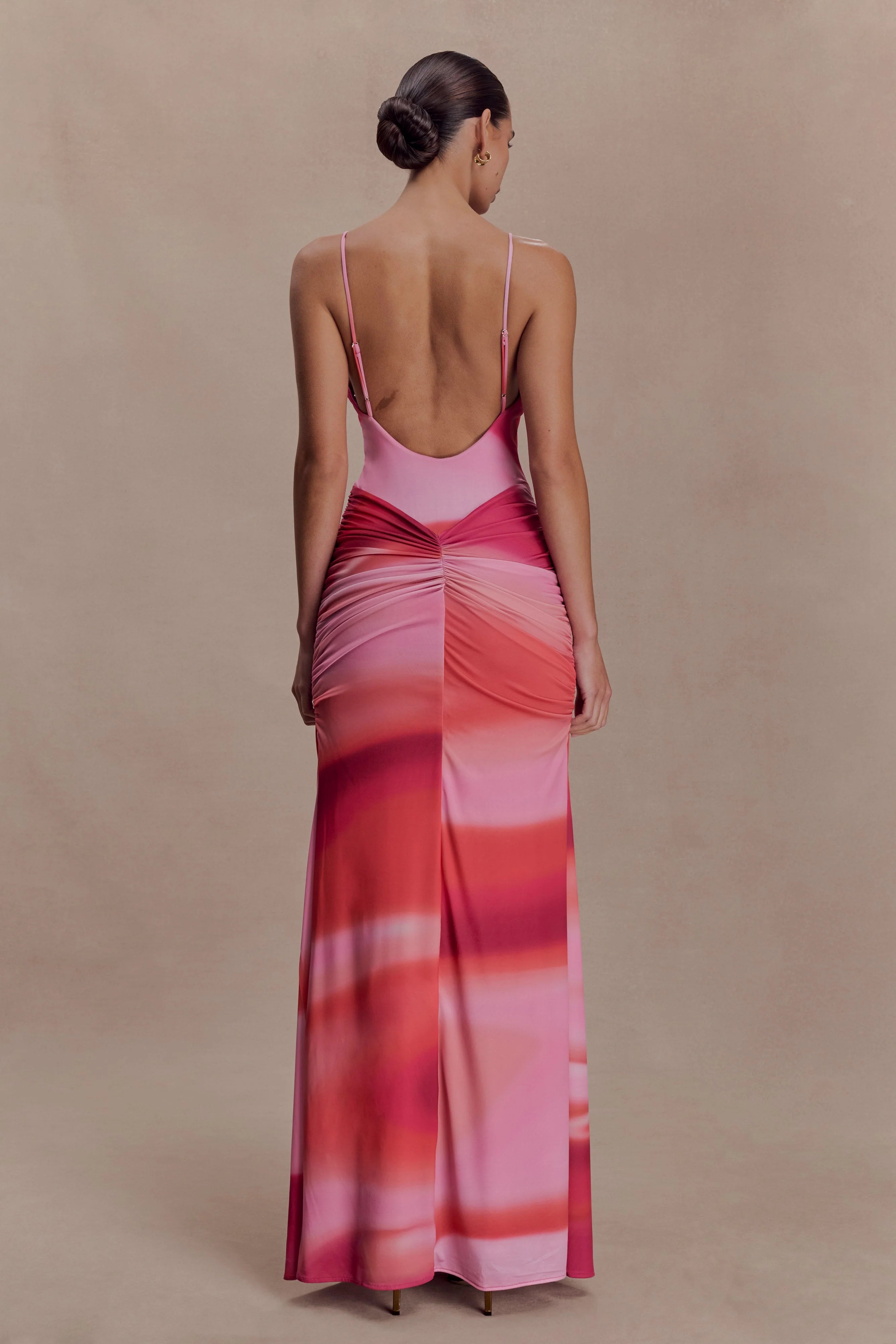 Roisin Slinky Maxi Dress - Pink Sunset Print