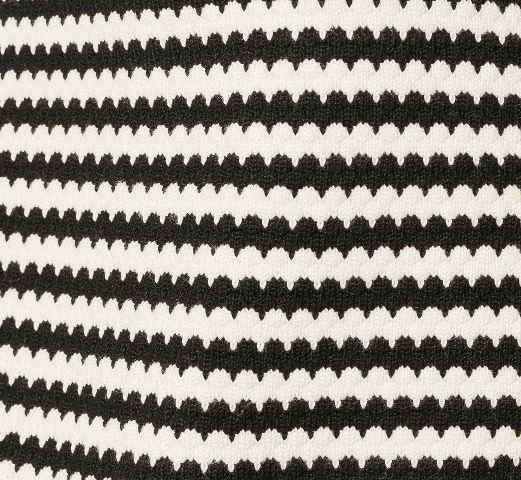 Short Sleeve Tie Neck Cardigan In Ivory Black