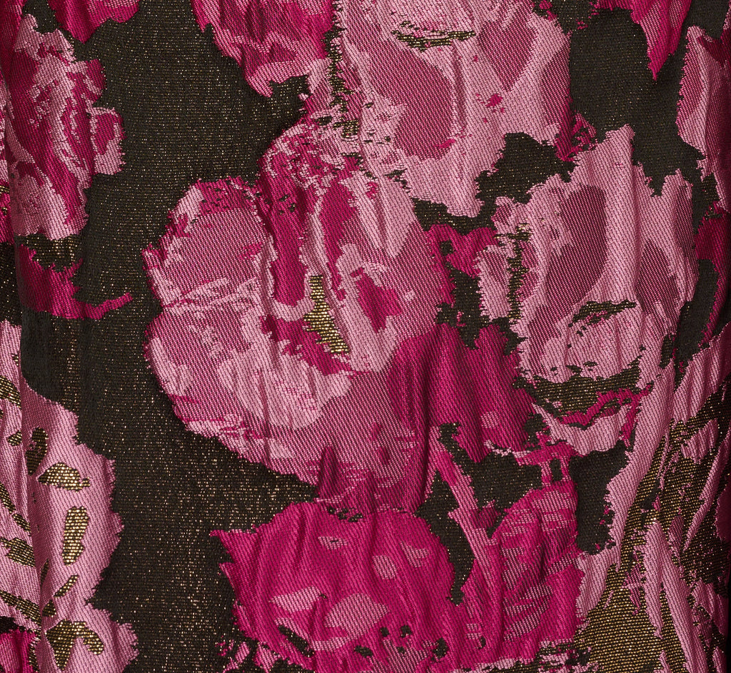 Rose Jacquard Envelope Back Dress In Pink Black Multi