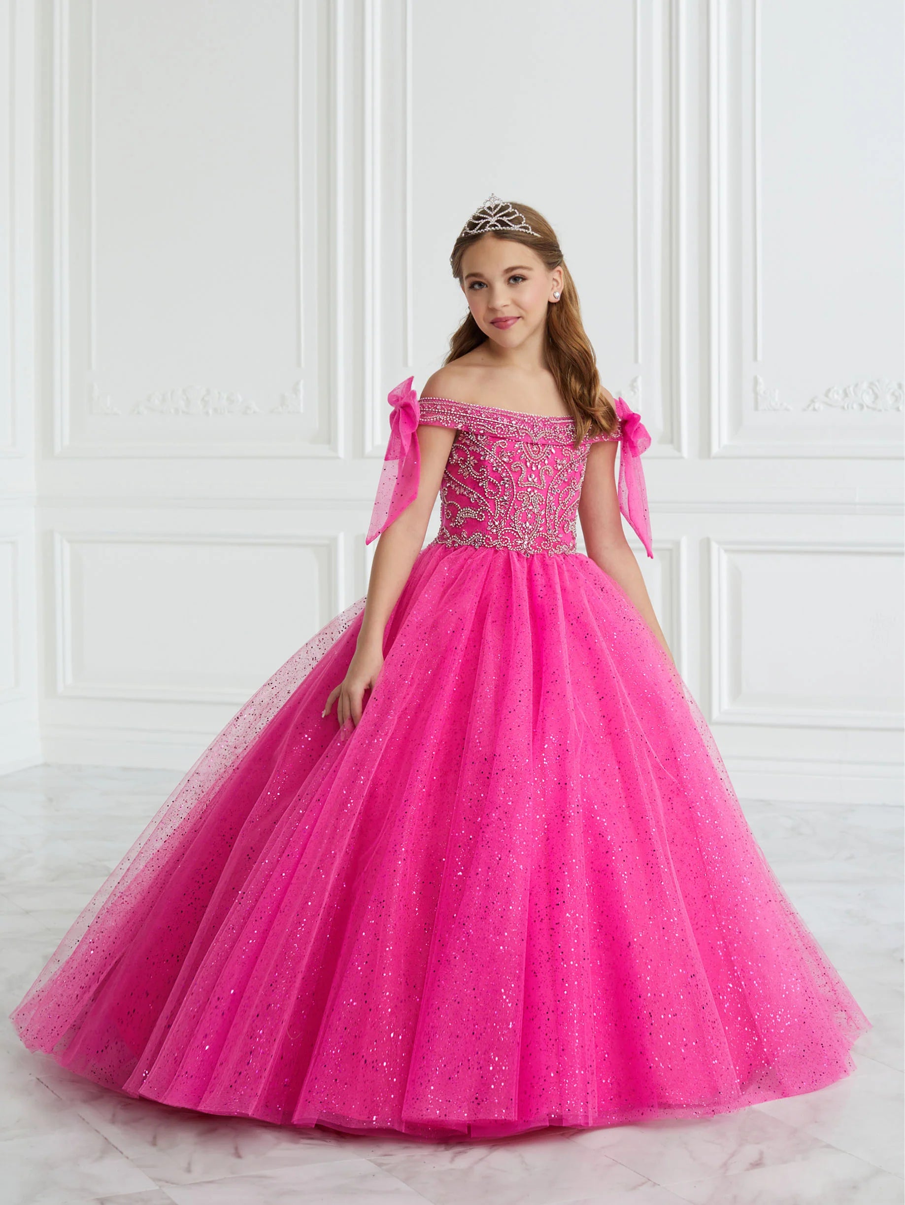 Hand-Beaded and Sparkle Tulle Gown