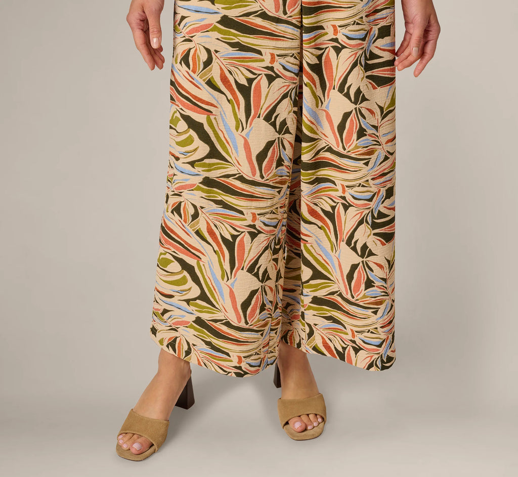 Wide Leg Airflow Crinkle Pant In Watercolor Leaf