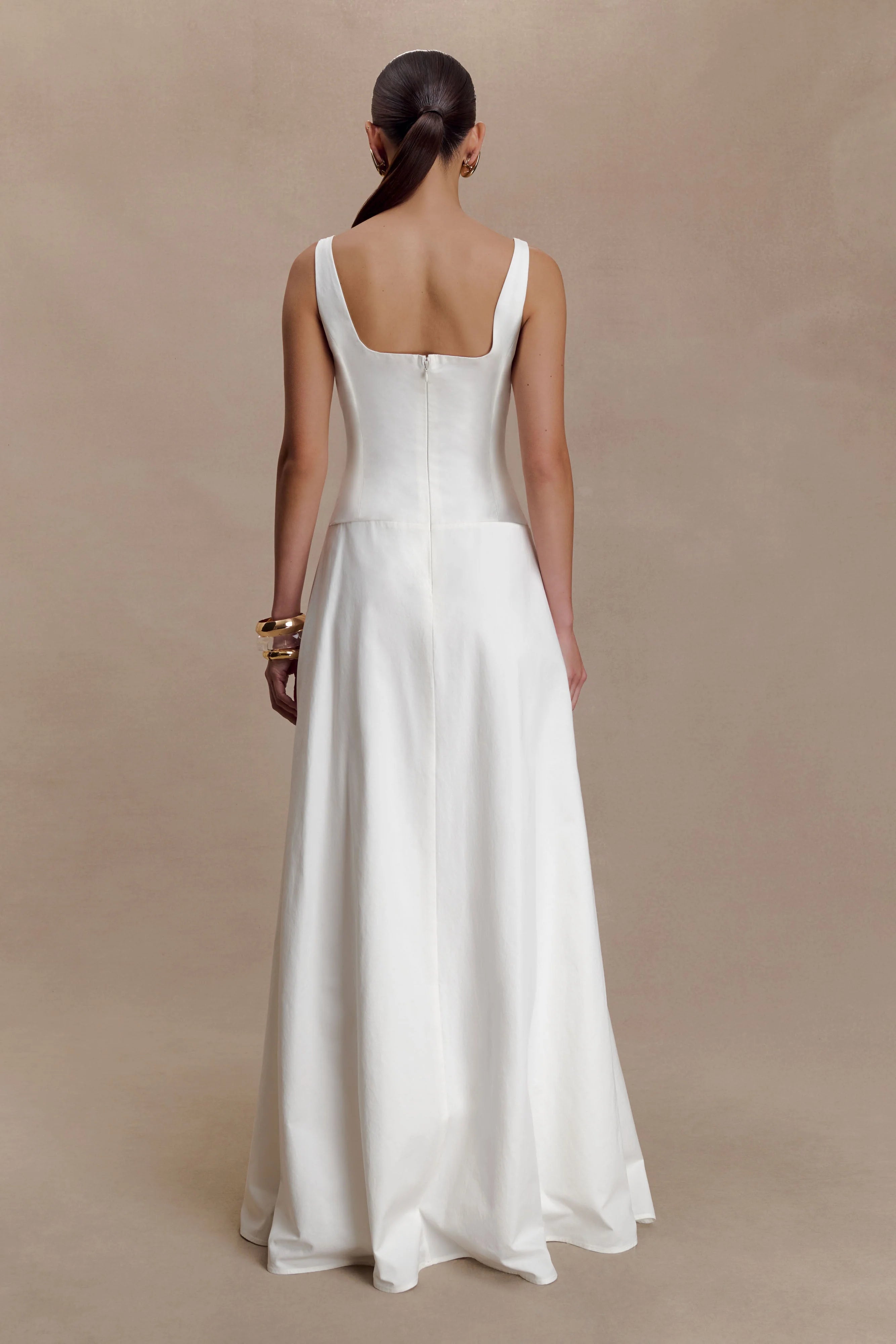 Salma Drop Waist Cotton Maxi Dress - White