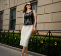 Floral Embroidered Hem Midi Skirt In Ivory