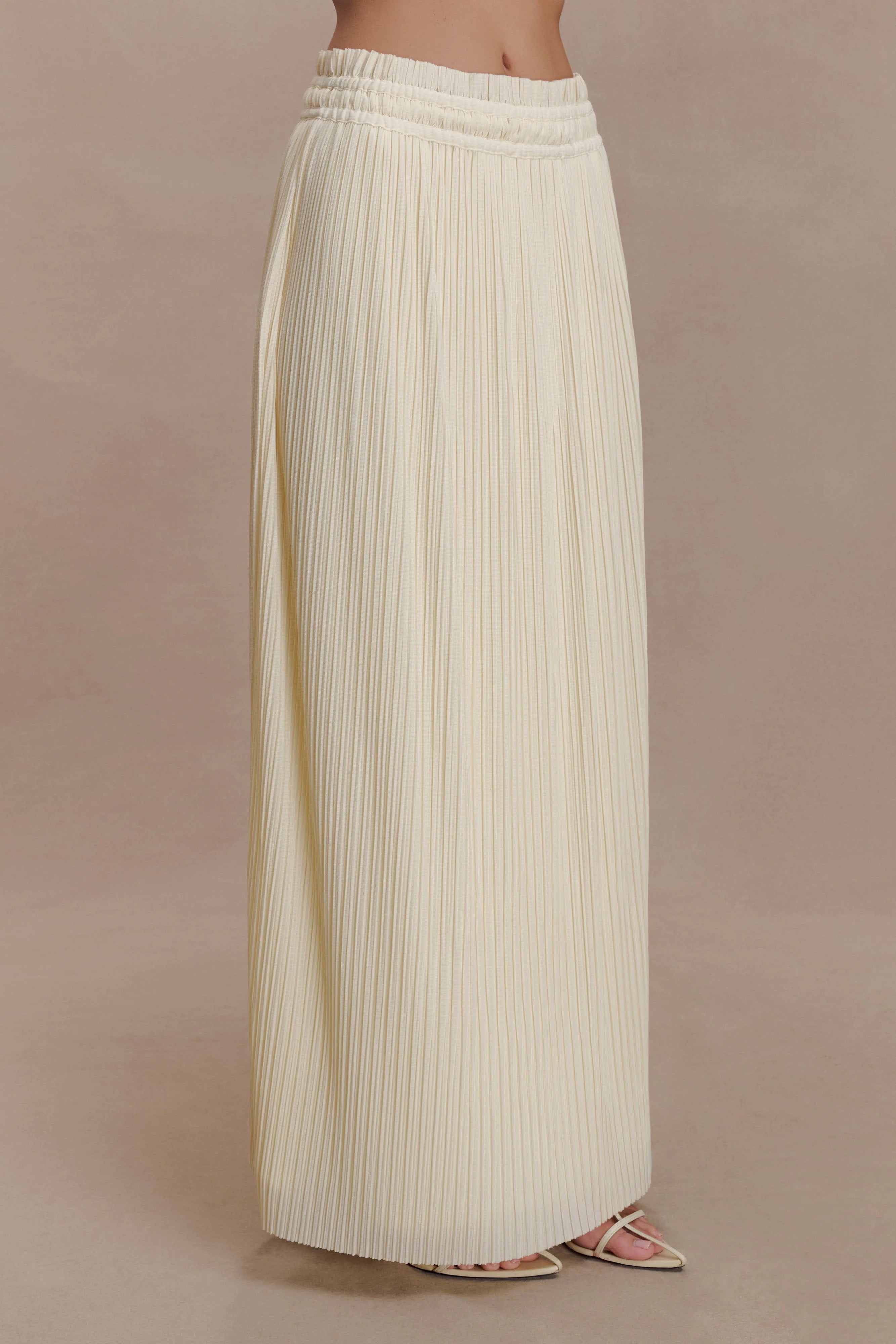 Amaris Gathered Plisse Maxi Skirt - Lemon