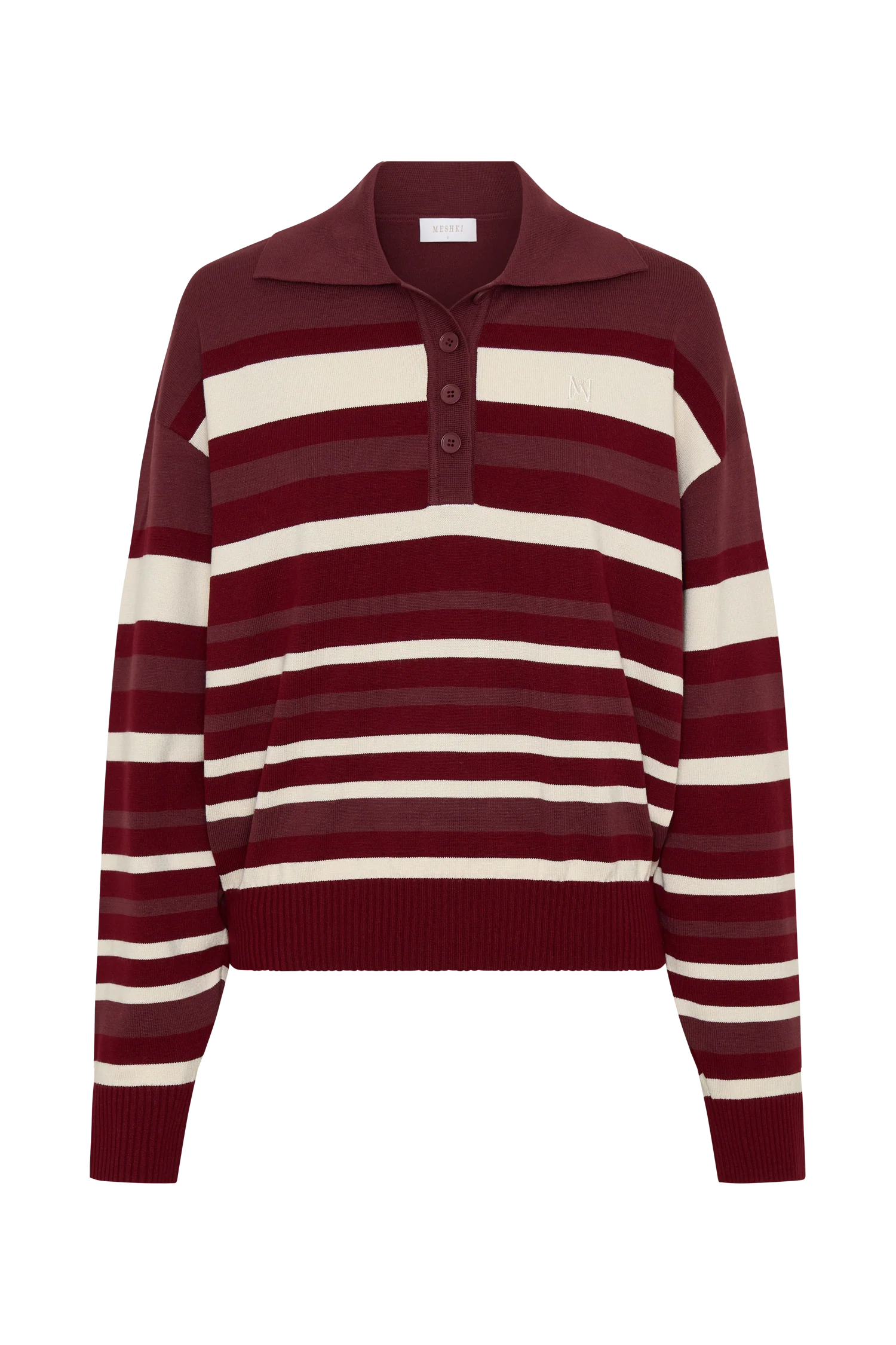 Philly Stripe Long Sleeve Knit Jumper - Burgundy/Cream