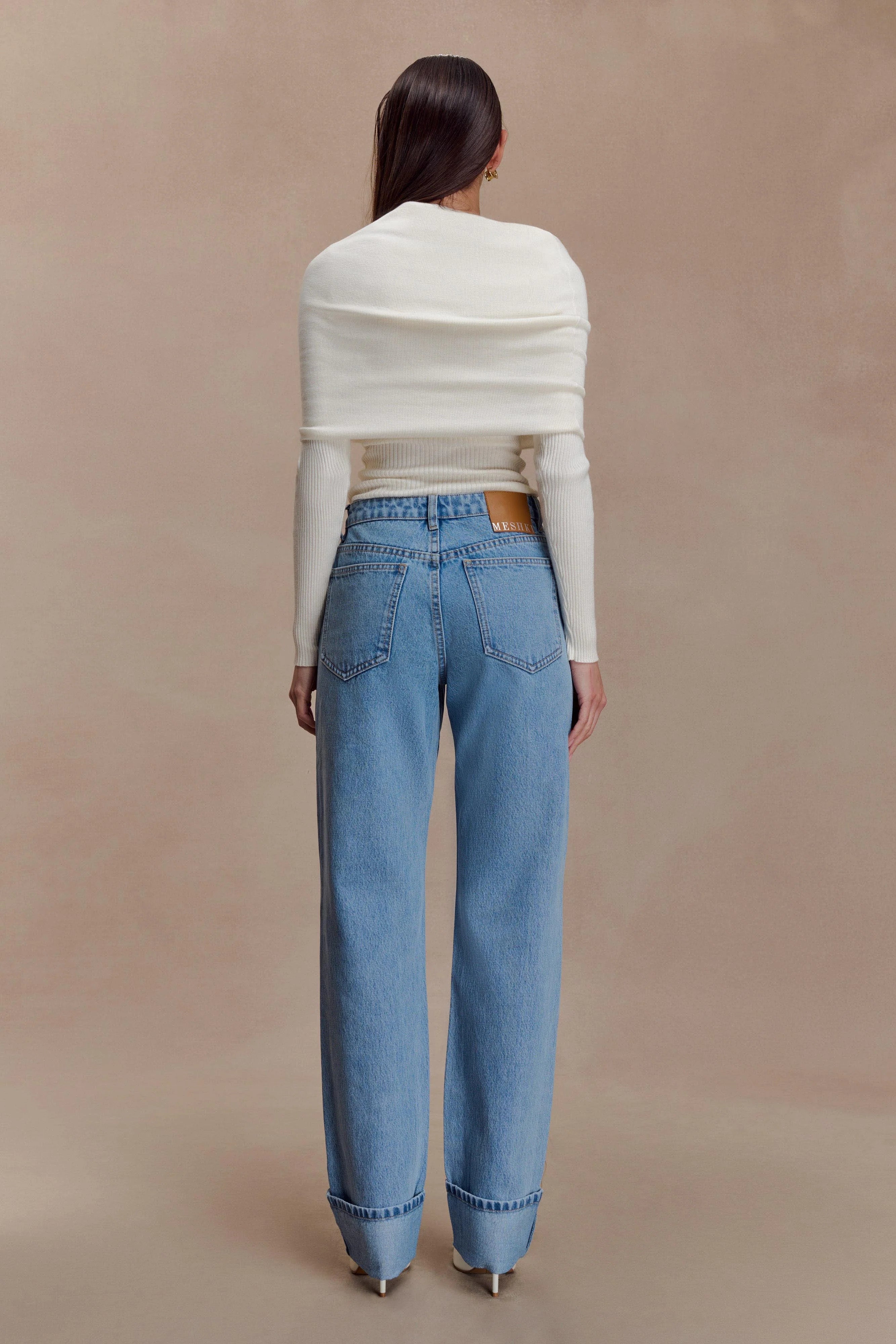 Kirralee Straight Leg Cuffed Jeans - Classic Blue