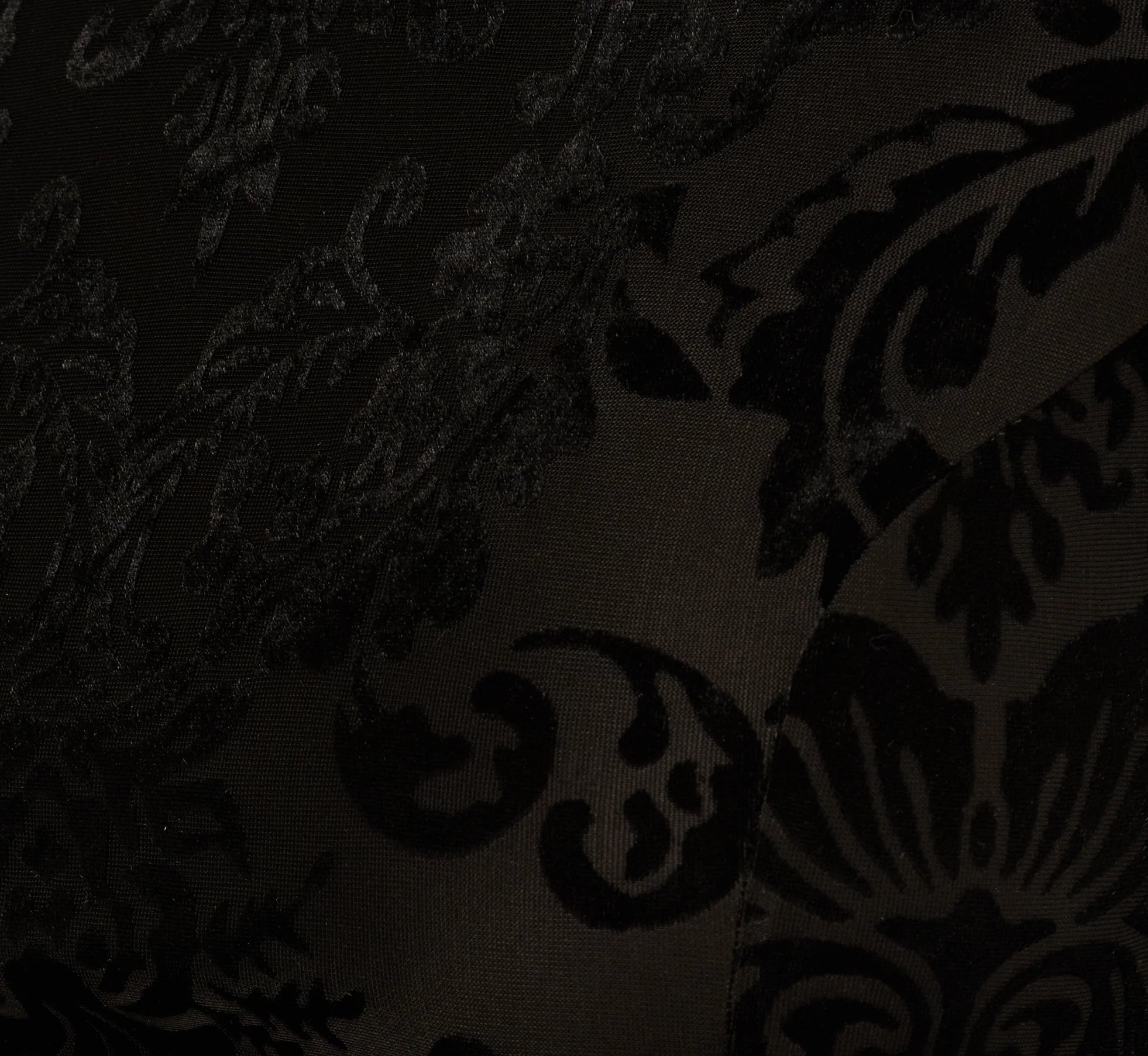 Long Sleeve Damask Burnout Velvet Midi Dress In Black