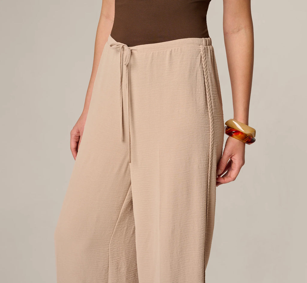 Wide Leg Airflow Braided Trim Pant In Bamboo