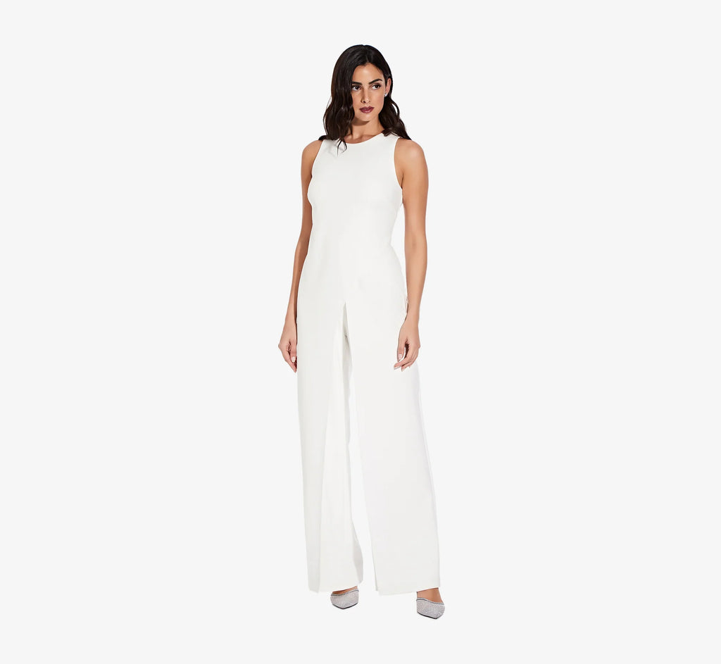 Sleeveless Asymmetrical Jumpsuit In Ivory