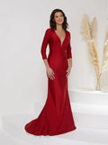 Plunging V-Neck Sheath Halter Gown with Open Back