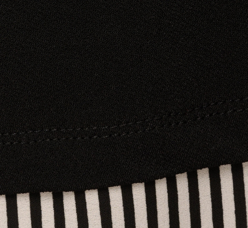 Three Quarter Sleeve Sweater With Button Down Accents In Blackw Black Ivorysmall Stripe