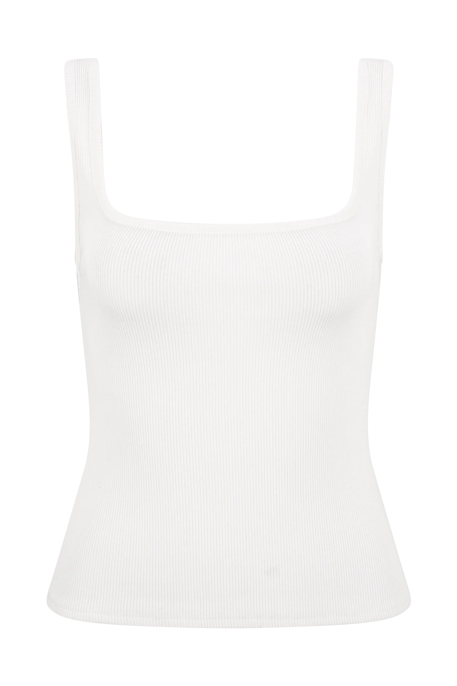 Aisling Ribbed Square Neck Sleeveless Top - Ivory