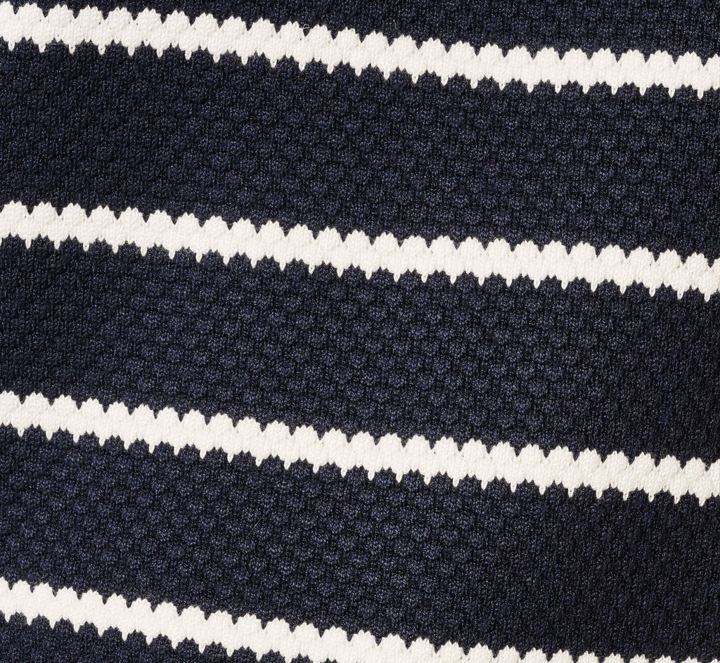 Short Sleeve Drop Shoulder Twofer Sweater In Navy Ivory W  Ivory