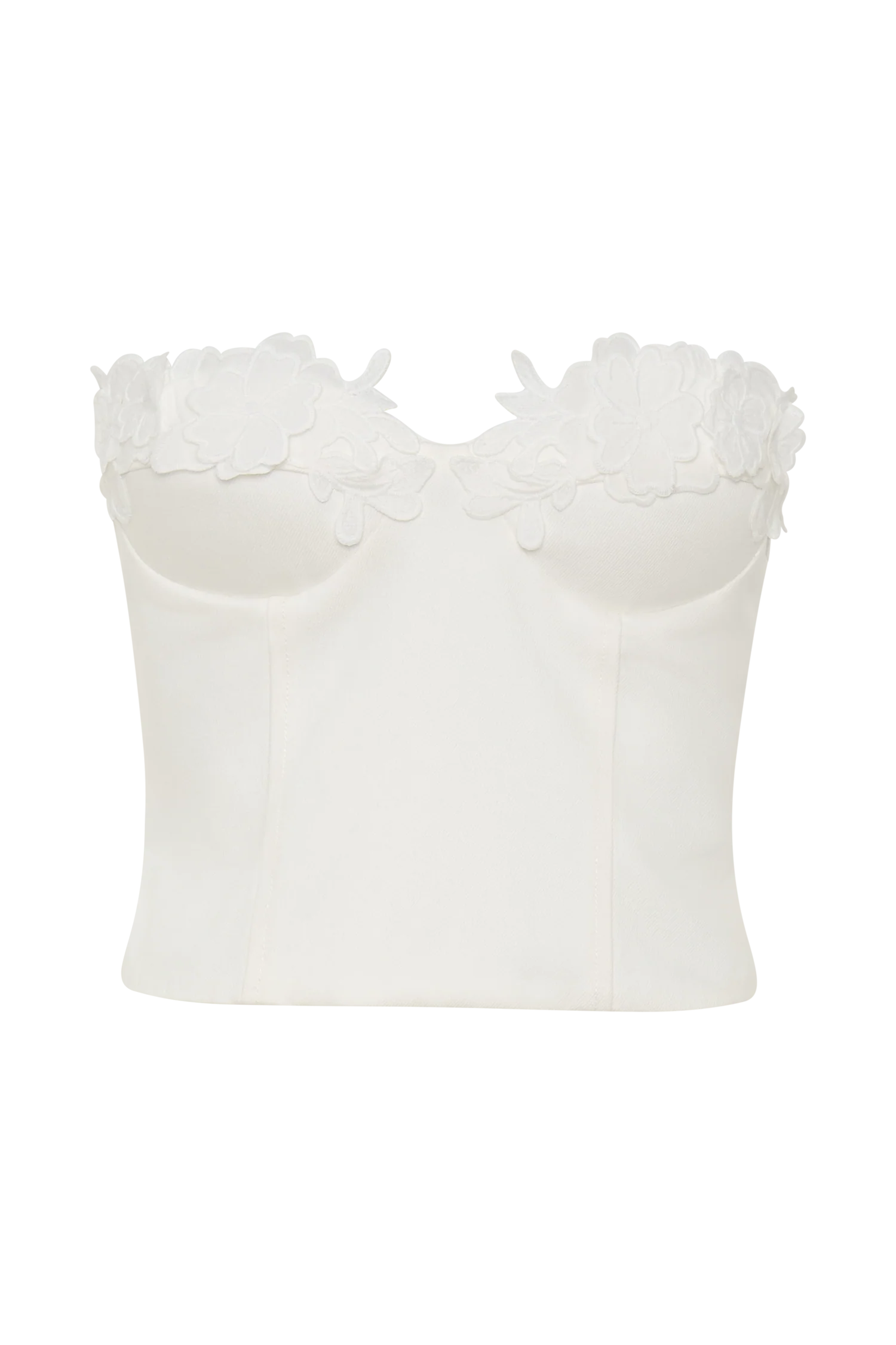 Melany Applique Denim Bustier - White