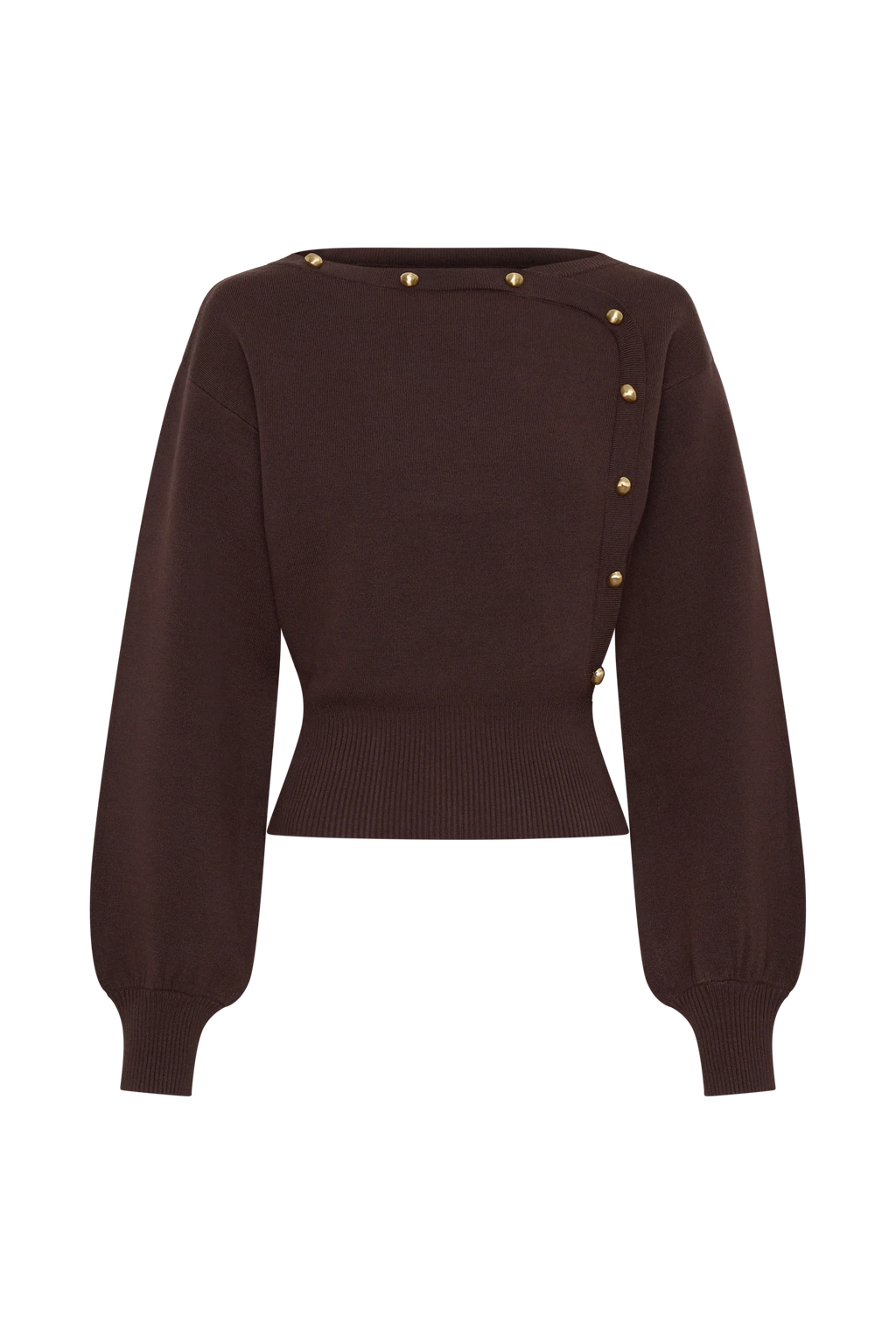 Mertyle Aysmetrical Knit Jumper - Deep Chocolate