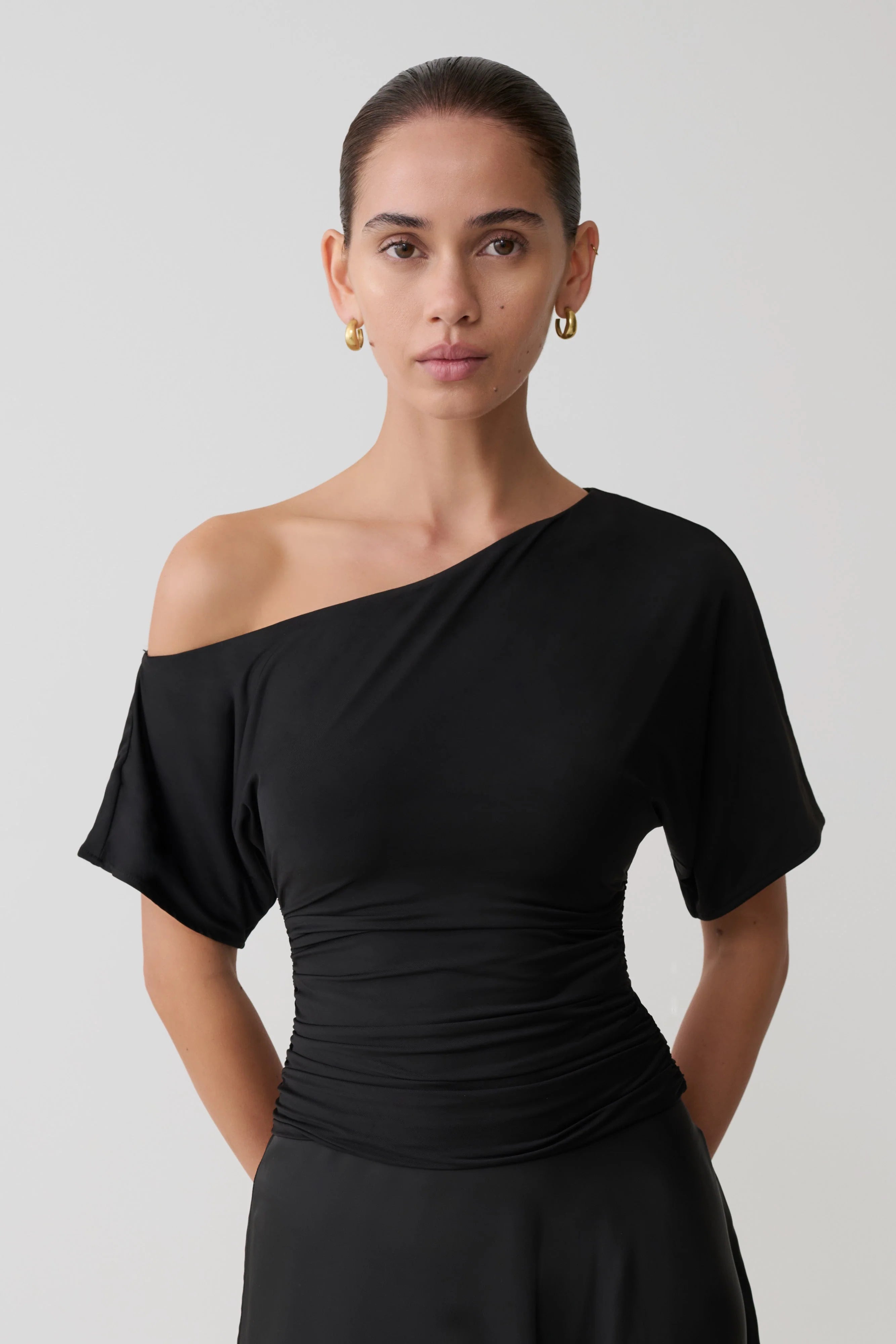 Luu Off Shoulder Slinky Top - Black
