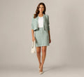 Fray Trimmed Pencil Skirt With Pockets In Dusty Seamist