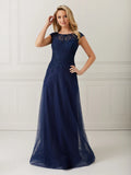 Sleeveless Lace and Tulle Illusion A-Line Dress