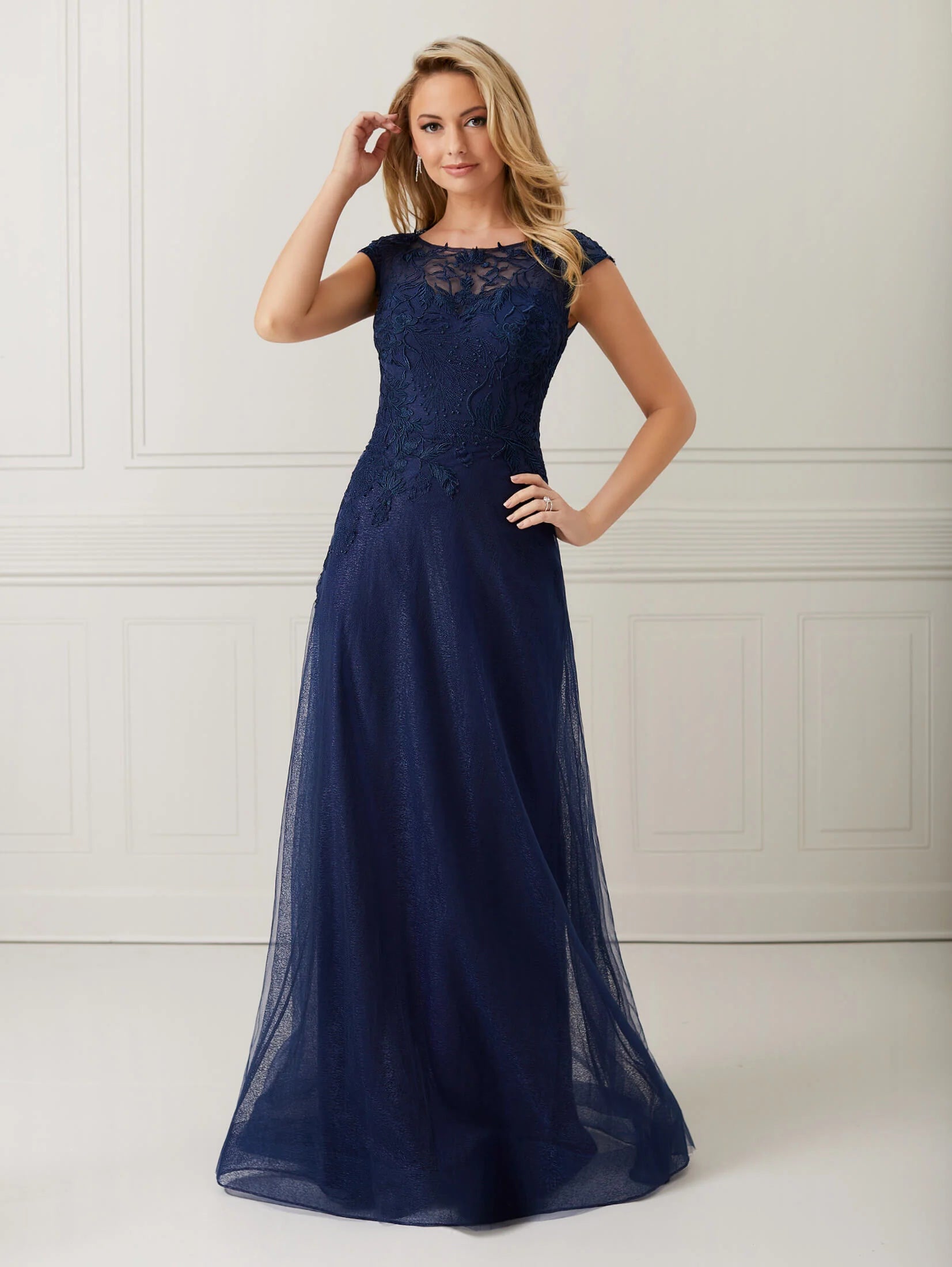 Sleeveless Lace and Tulle Illusion A-Line Dress