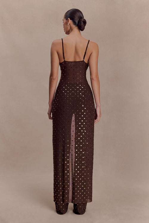 Jackie Longline Diamante Top - Chocolate