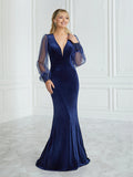 Velvet and Organza Fit-And-Flare Gown