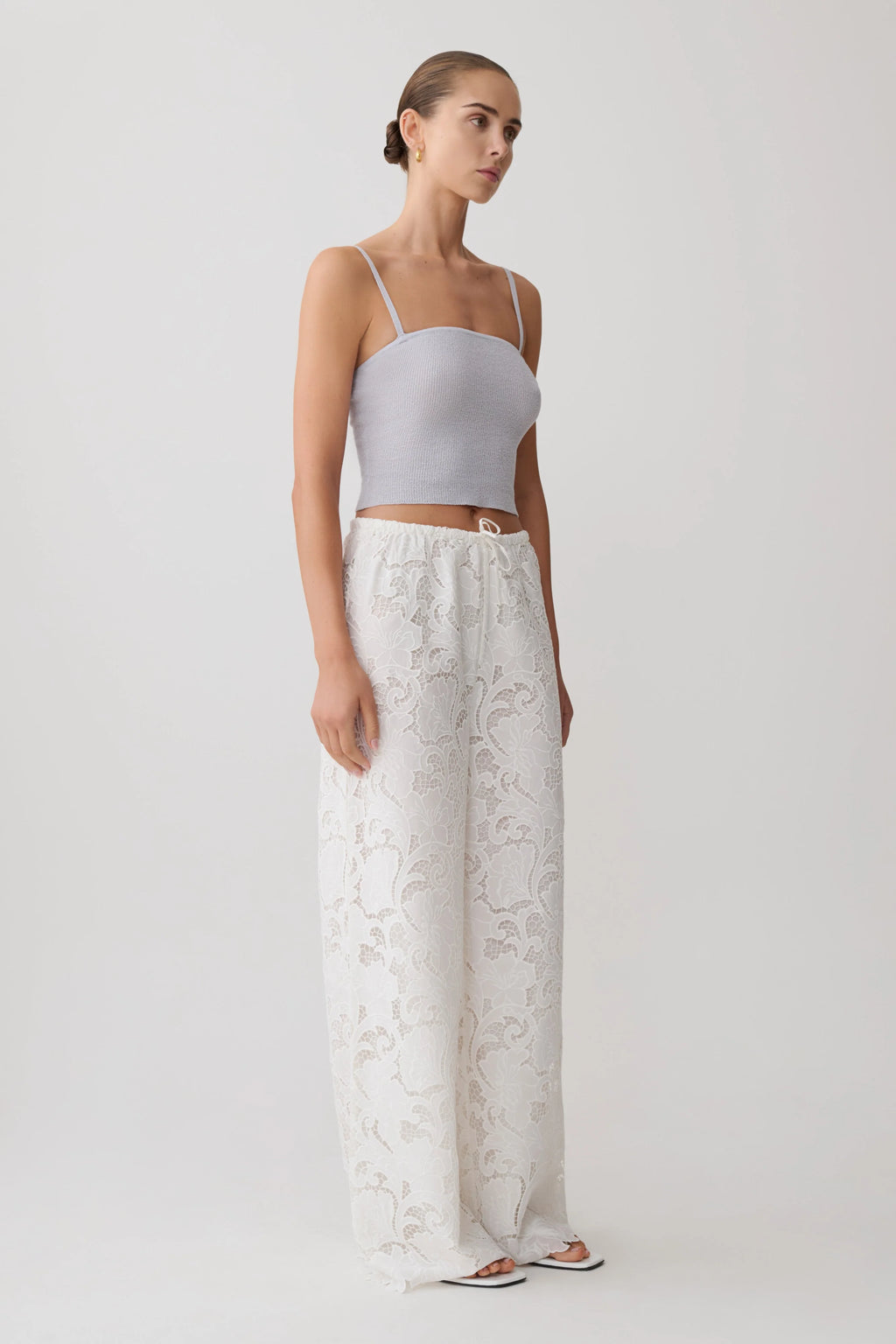 Tessa Broderie Straight Leg Pants - White