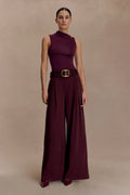 Hadleigh Sleeveless Slinky Top - Burgundy