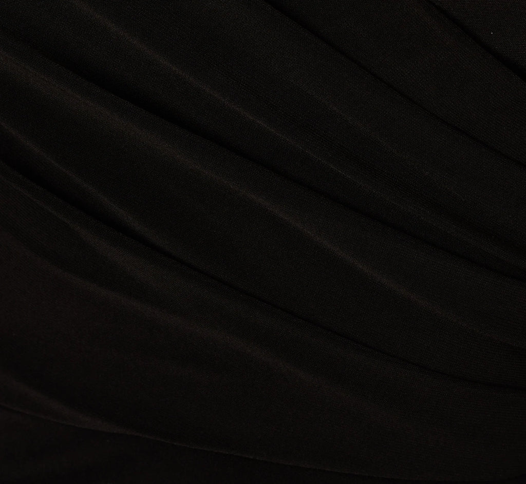 Wide Leg Jersey Jumpsuit With Sheer Lace Bell Sleeves In Black