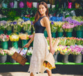 Crochet Knit Dagger Hem Midi Skirt In Cream