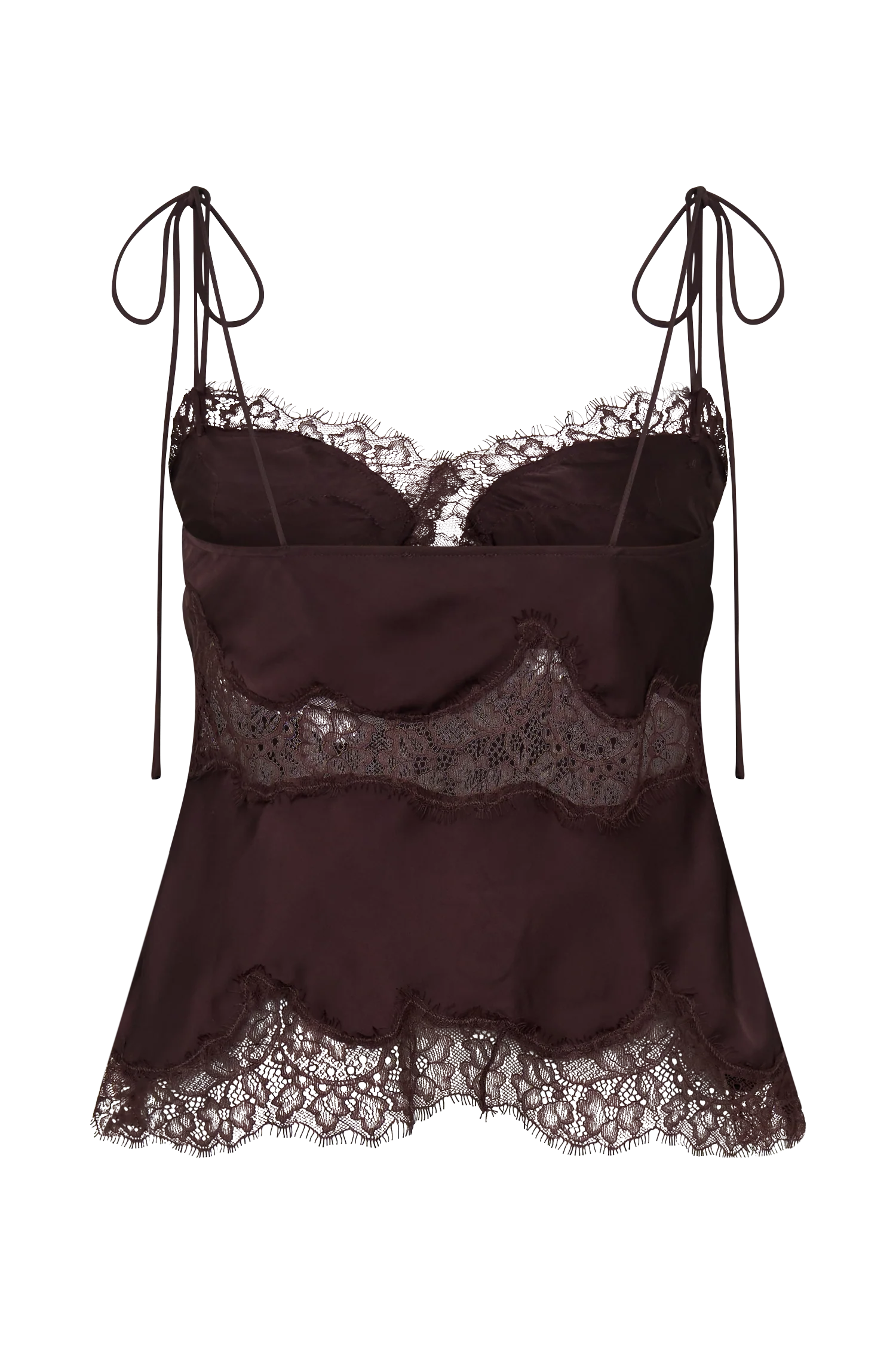 Nina Satin And Lace Camisole - Chocolate