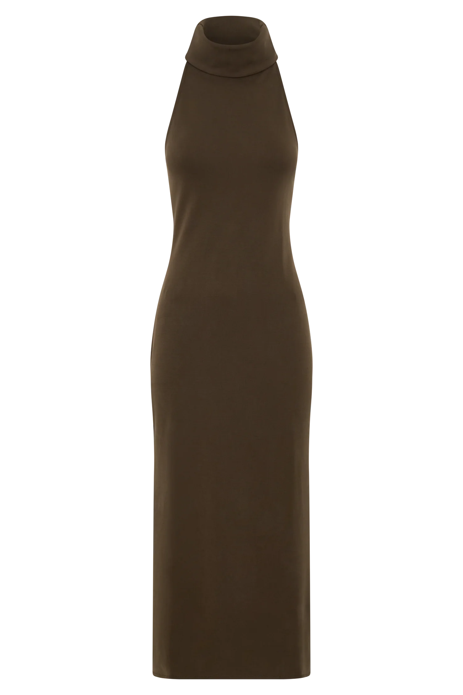 Kennedy High Neck Midi Dress - Chocolate