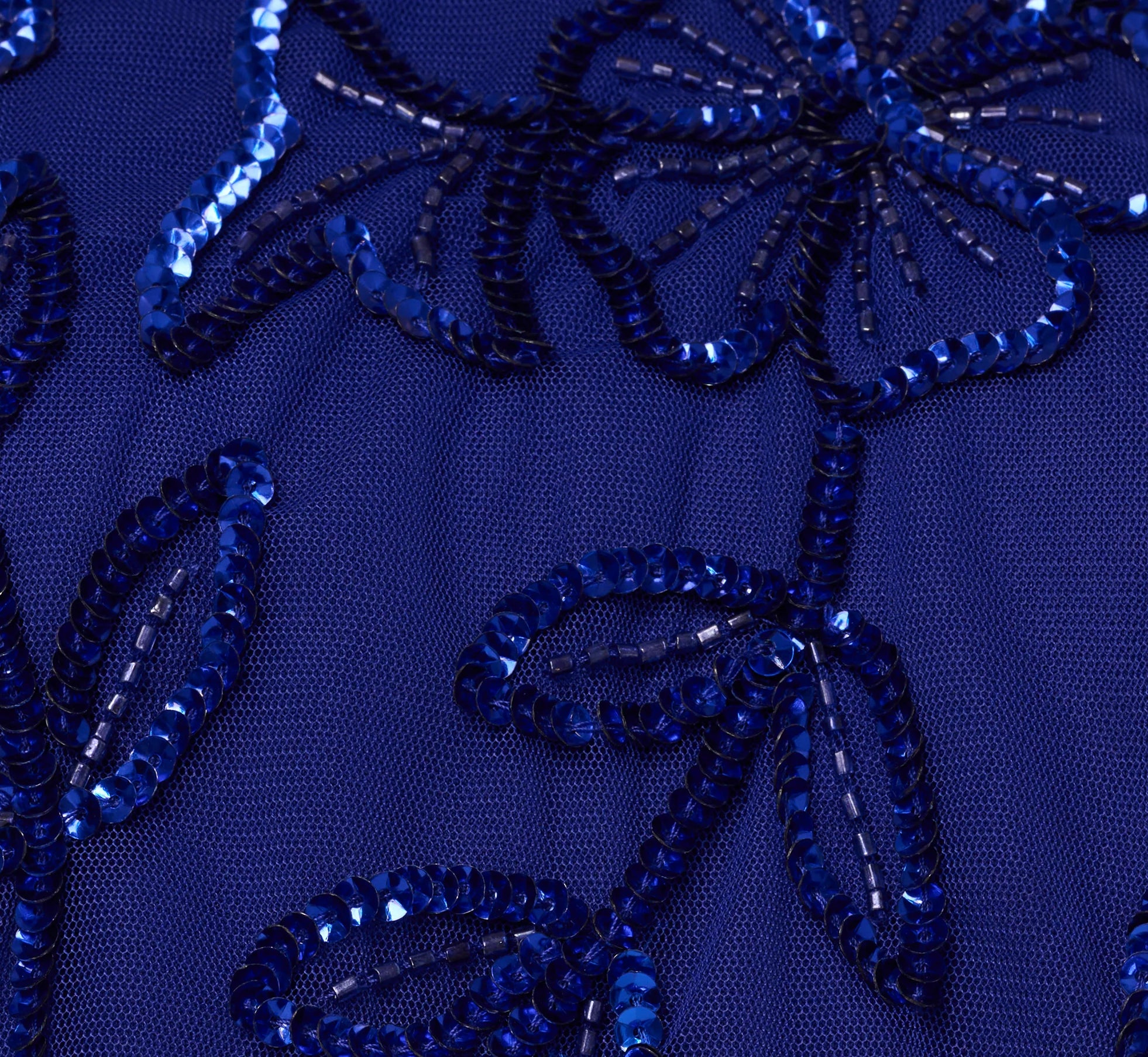 Sleeveless Blouson Mermaid Gown With Jasmine Beading In Dark Blue Violet