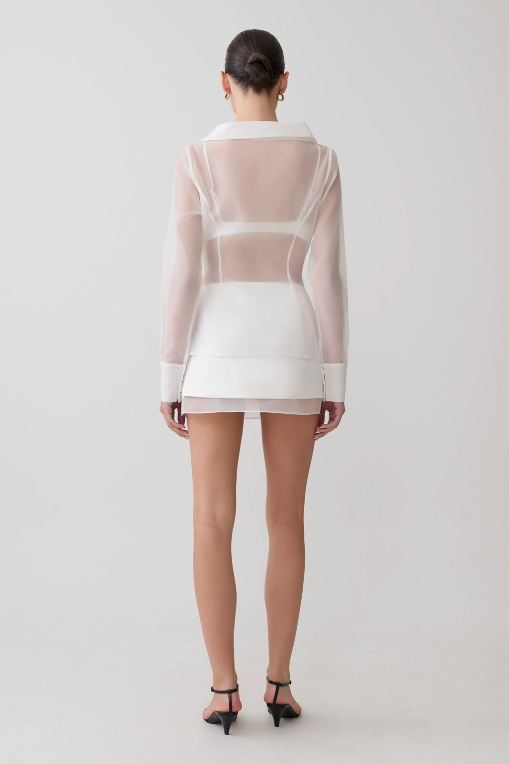 Frankie Organza Cross Over Shirt - White