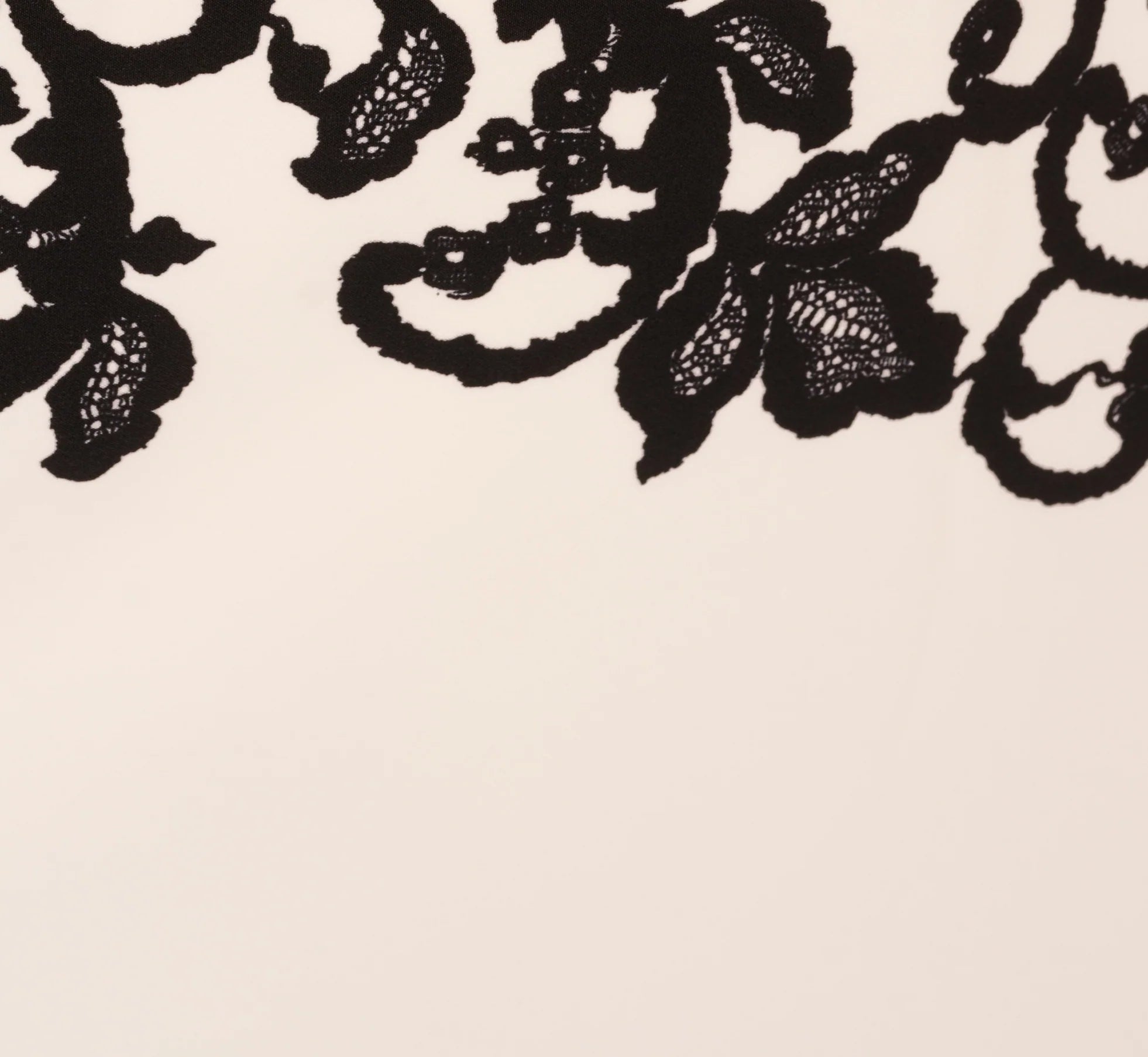 Petite Scroll Lace Midi Dress With Three Quarter Sleeves In Ivory Black