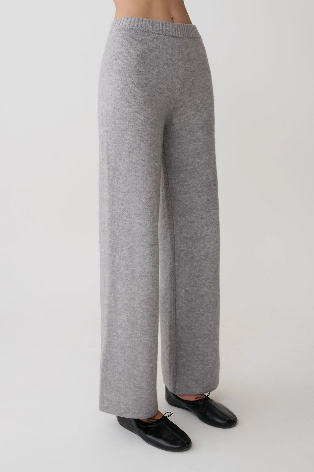 Evan Knit Wide Leg Pants - Grey Marle