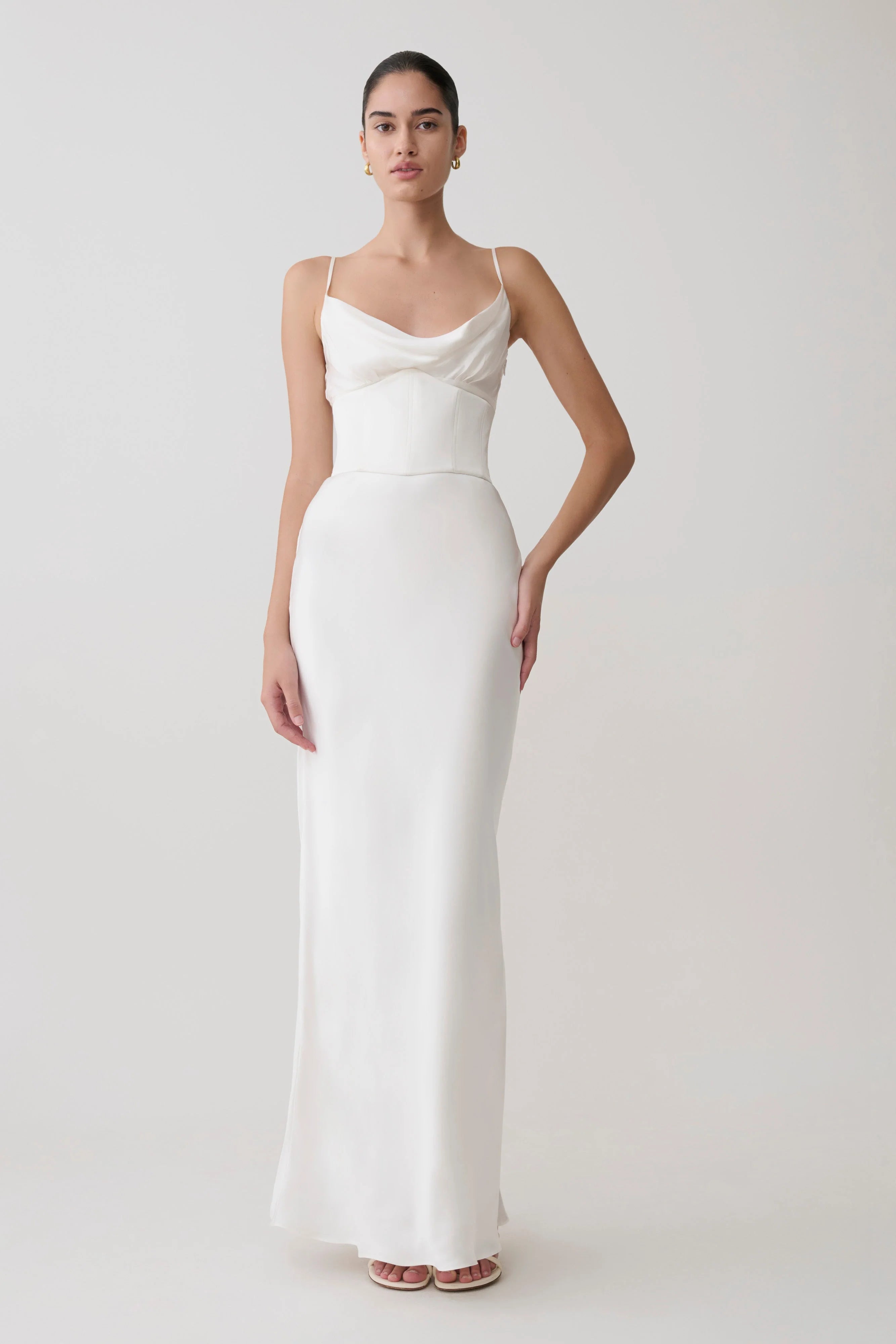 Seraphine Corset Satin Maxi Dress - Ivory